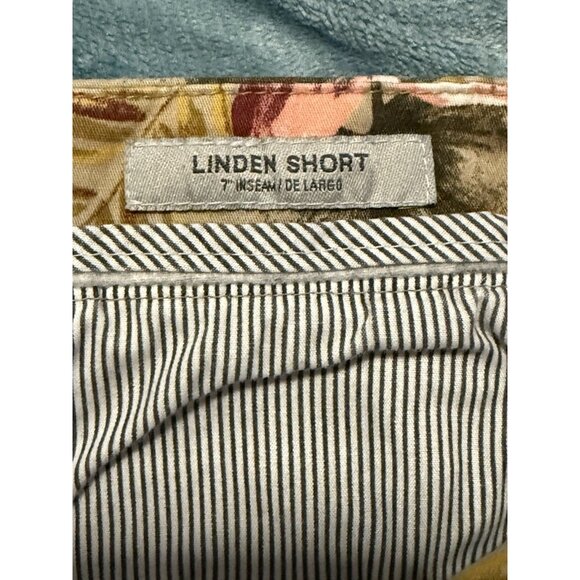 Goodfellow & Co Short Mens 40 Floral Print 7" Flat Front Linden Tropical Tan - Picture 4 of 6